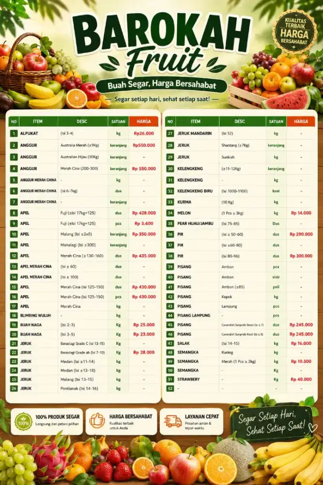 Barokah fruits buah buahan lokal dan impor
