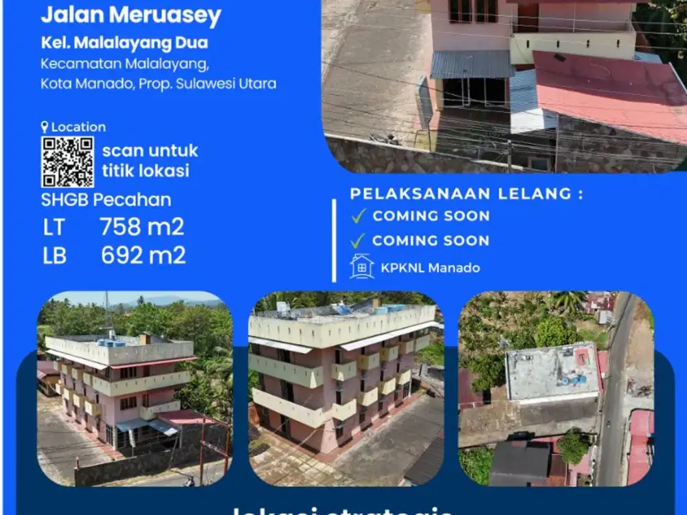 DIJUAL PENGINAPAN 3 LANTAI DI KOTA MANADO