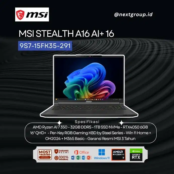 MSI Stealth A16 AI+ A3HVEG (9S7-15FK35-291) /Ryzen AI 7-350/32GB/1TB
