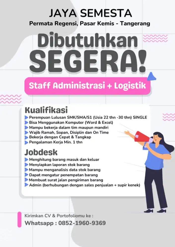Loker administrasi logistik