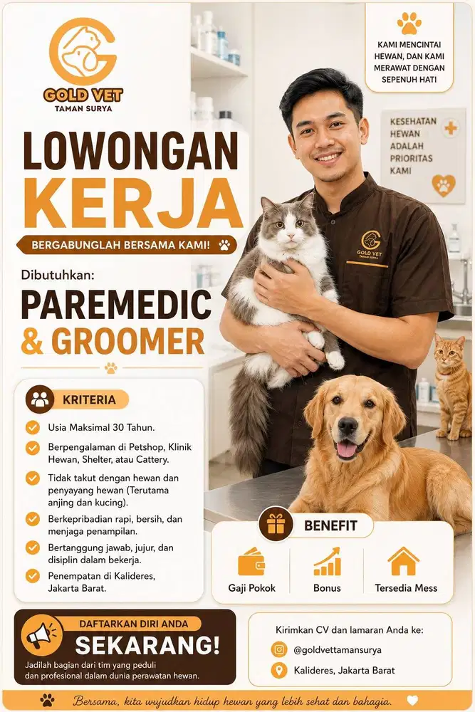 Lowongan Kerja Paramedis & Groomer