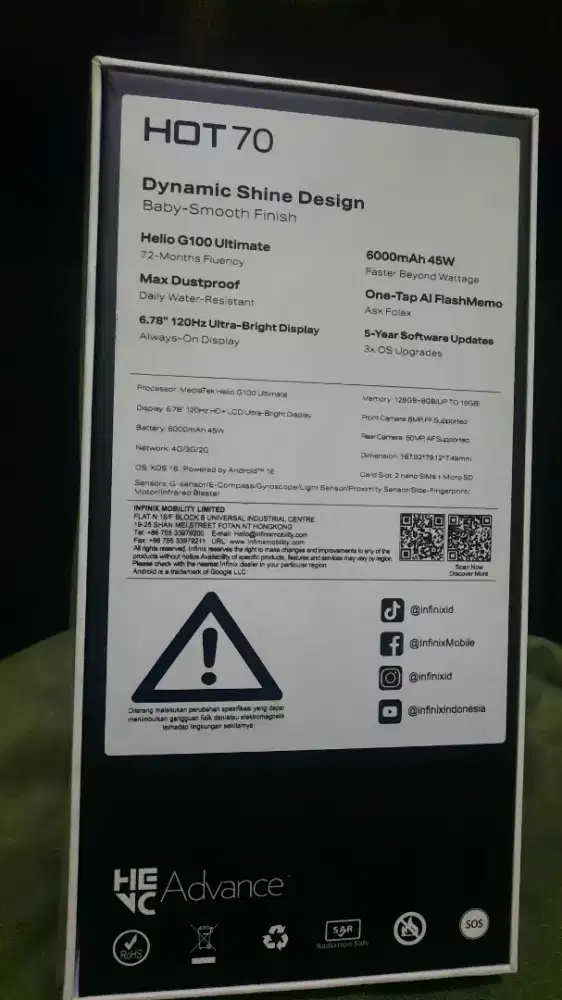 DIJUAL CEPAT INFINIX HOT 70, 8/128 GB