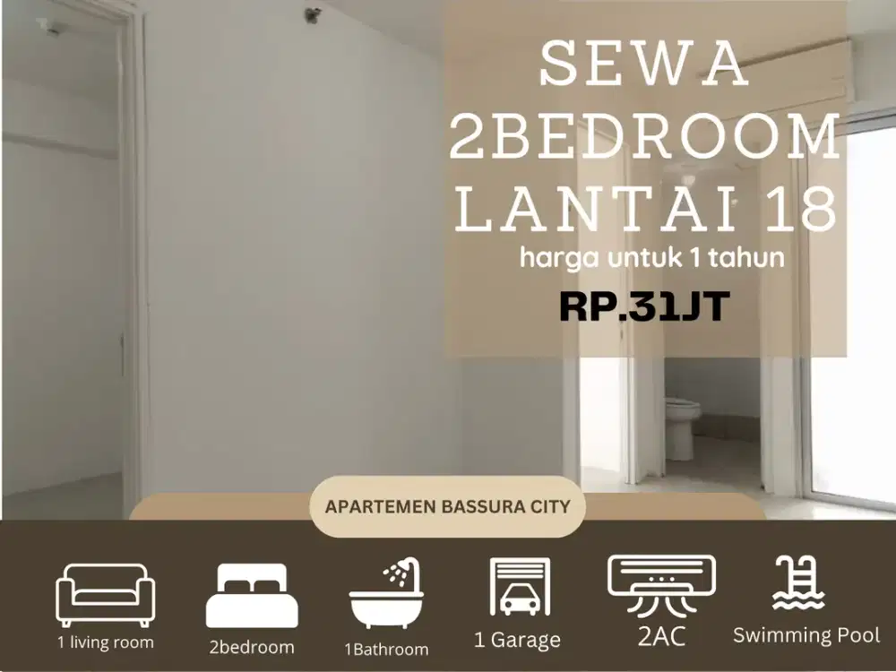 Disewakan 2kamar Unfurnished atas mall limited apartemen bassura city