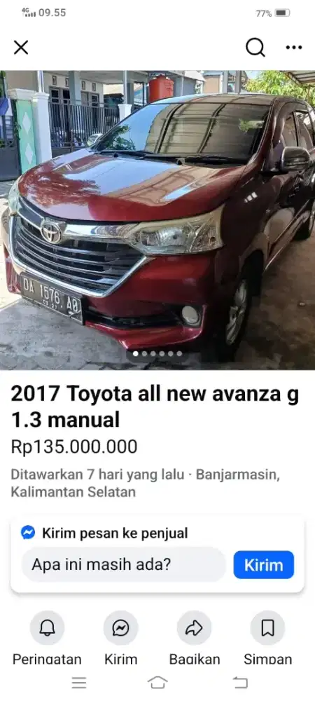 Dijual All New Avanzà 1.3 G MT 135 jt nego