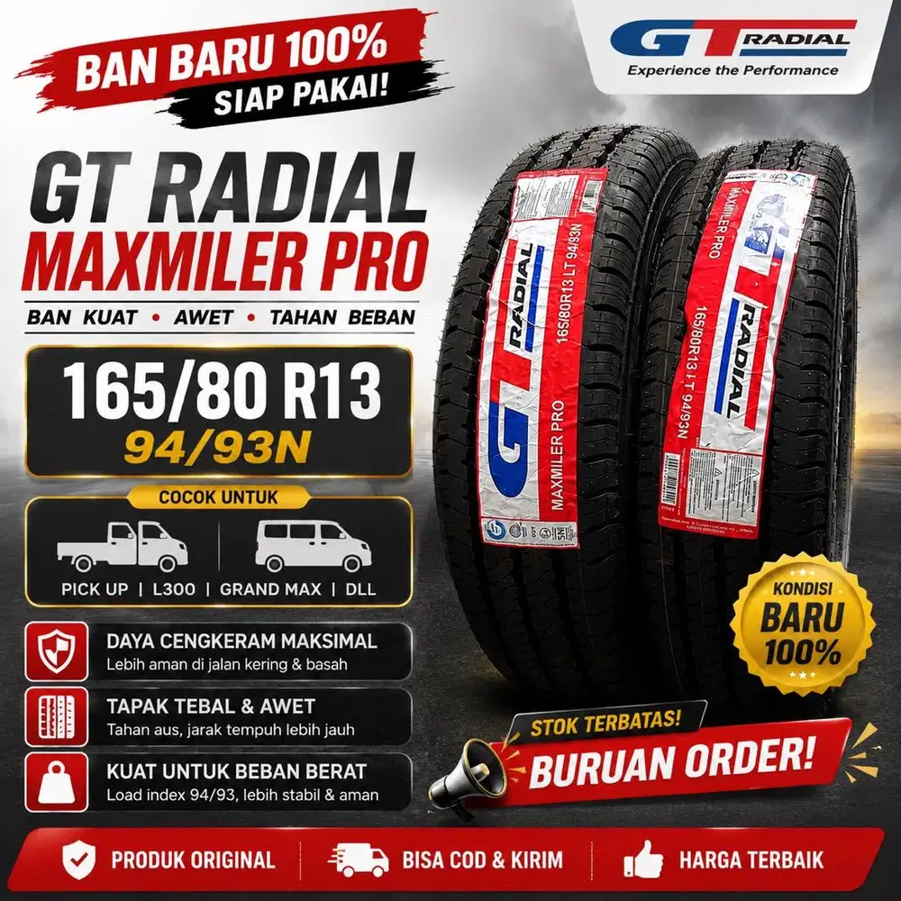 GT Radial Maxmiler Pro ukuran 165/80 R13, kondisi BARU (segel pabrik)