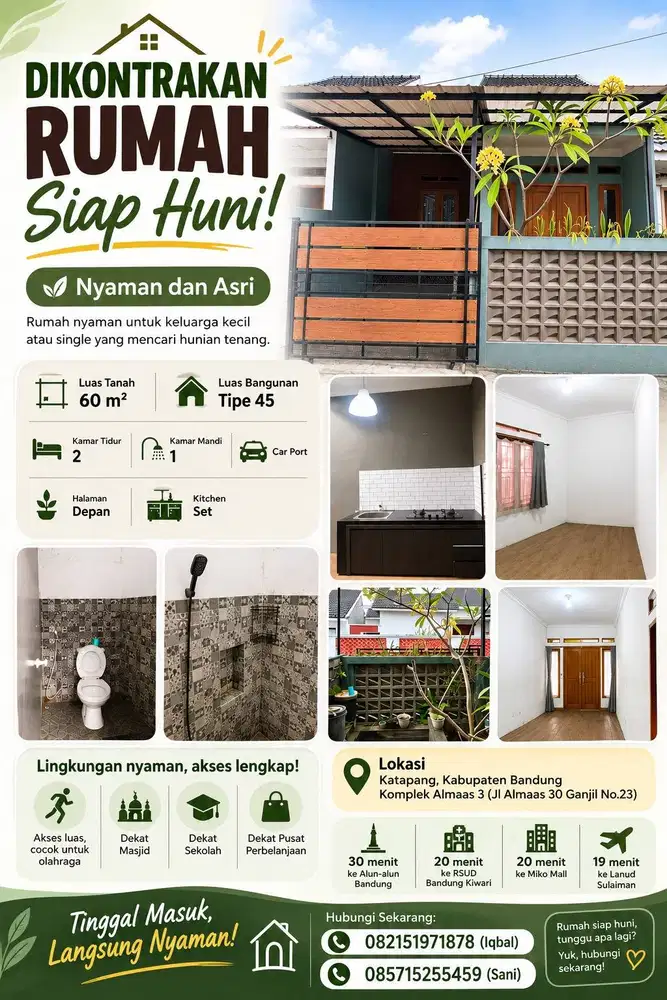 Di sewakan rumah minimalis siap huni