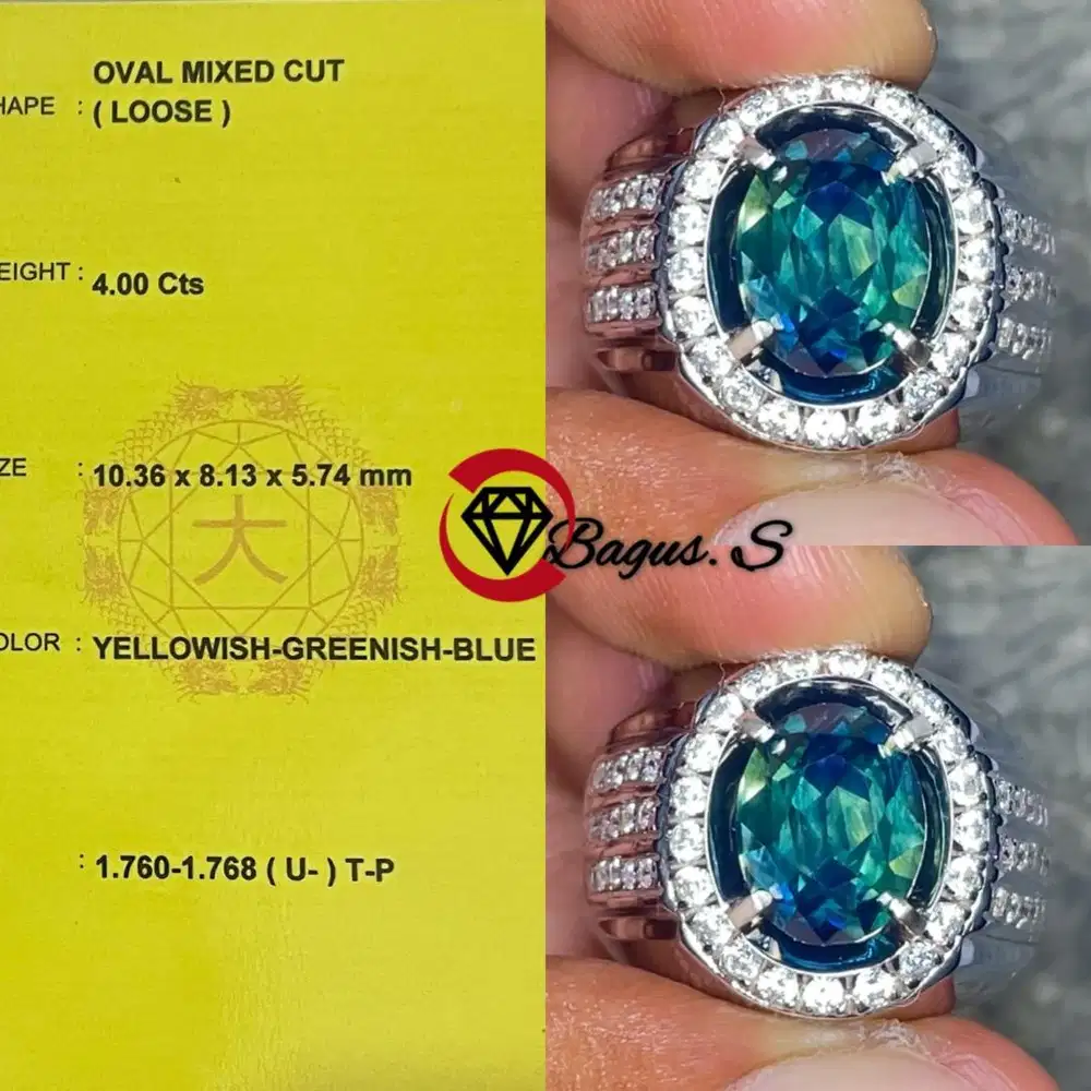 Natural Fancy Sapphire 4 CT Antik Safir