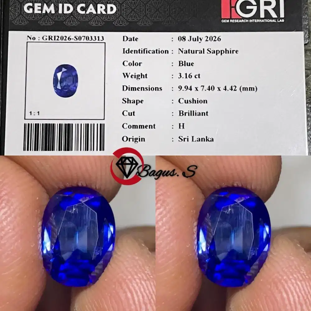 Natural Blue Sapphire SriLanka 3.16 Ct