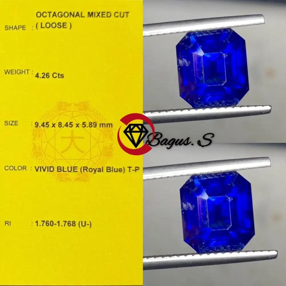 Natural Vivid Royal Blue Sapphire SriLanka 4.26 CT