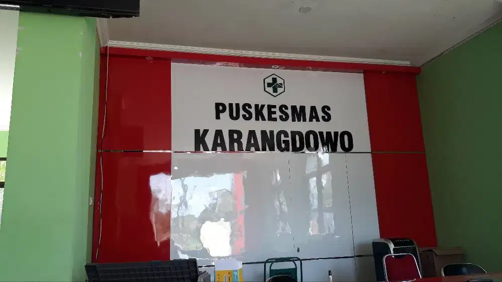 Huruf timbul, stiker logo tulisan puskesmas, klinik & rumah sakit