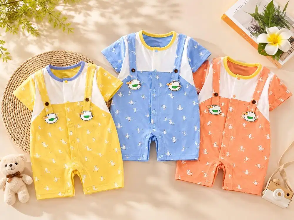 Romper Bayi Lengan Pendek Motif Bebek | Kualitas Premium