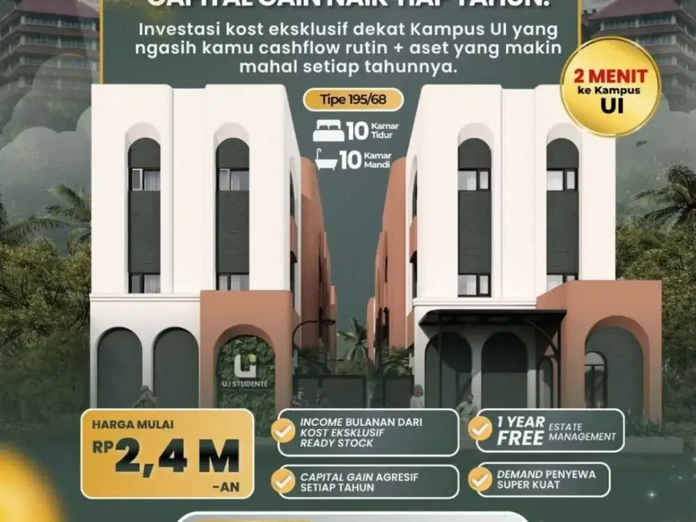 Dijual Kost Kosan 10 Kamar Nempel Kampus UI Universitas Indonesia Depok - Nego