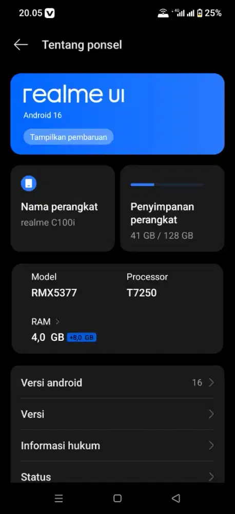 Realme C100i ram 4/128 GB