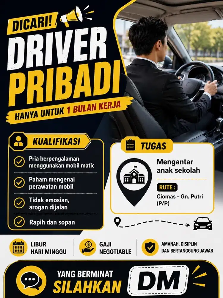 Dicari driver untuk satu bulan