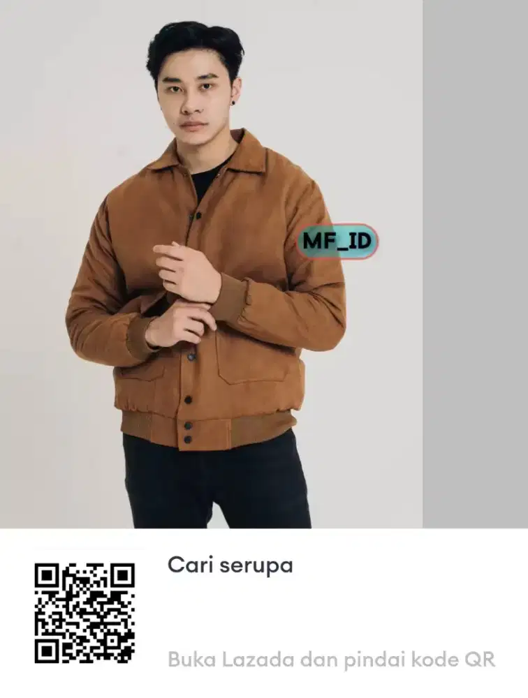 Jaket Bomber Bahan Suede Warna Coklat