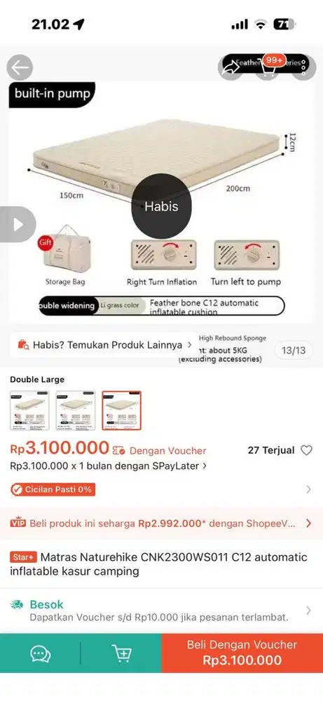 Naturehike C12 CNK2300WS011 Automatic Inflatable Matras Camping