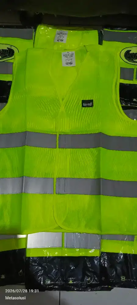 Rompi Safety proyek polyester 2 Garis Velcro 18 pc