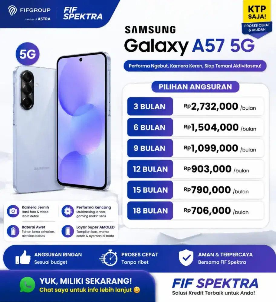 yuk gays handphone Samsung A57 5G nya masih ready nihh
