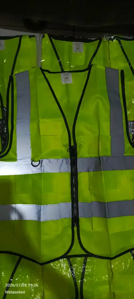 Rompi safety proyek polyester 2 Garis sletting 18 pc