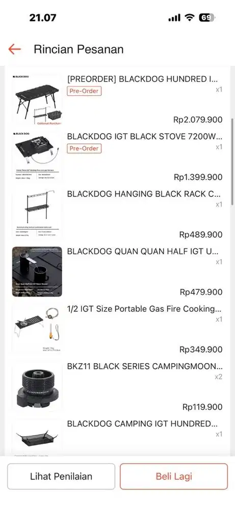 1 Set Blackdog IGT Original Full Set Meja Camping
