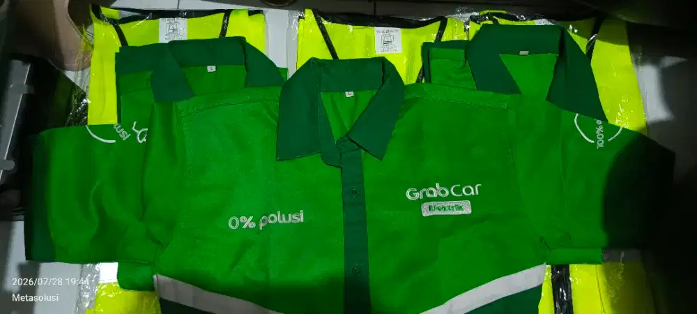 Baju Kemeja Grabcar Elektrik Hijau