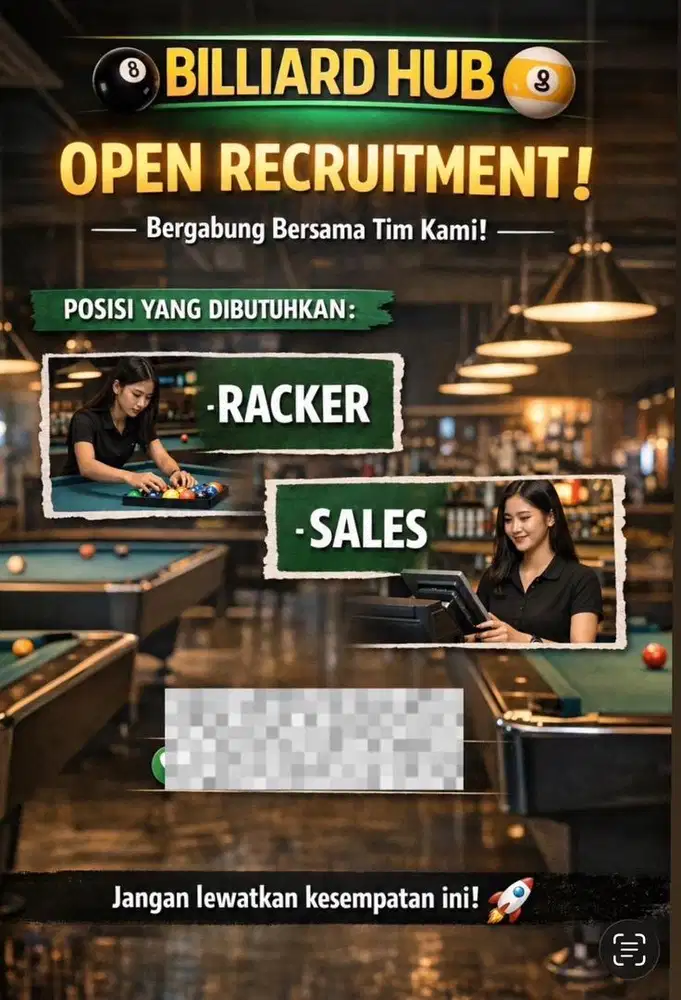 Lowongan Racker dan Leader Billiard