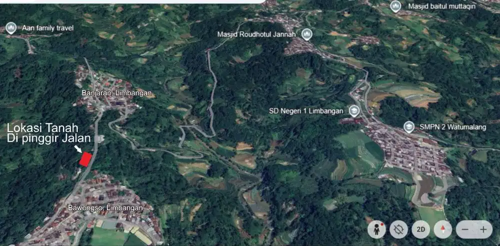 Dijual Tanah Tegal (Salakan) di Pinggir Jalan Bisa ditanami Albasia.