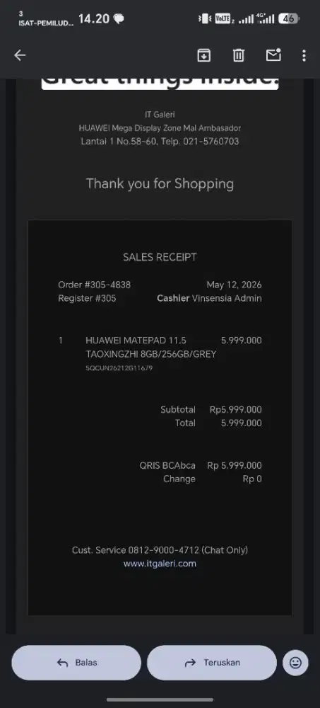 Huawei Matepad 11.5 Papermate Edition kapasitas 256Gb Garansi