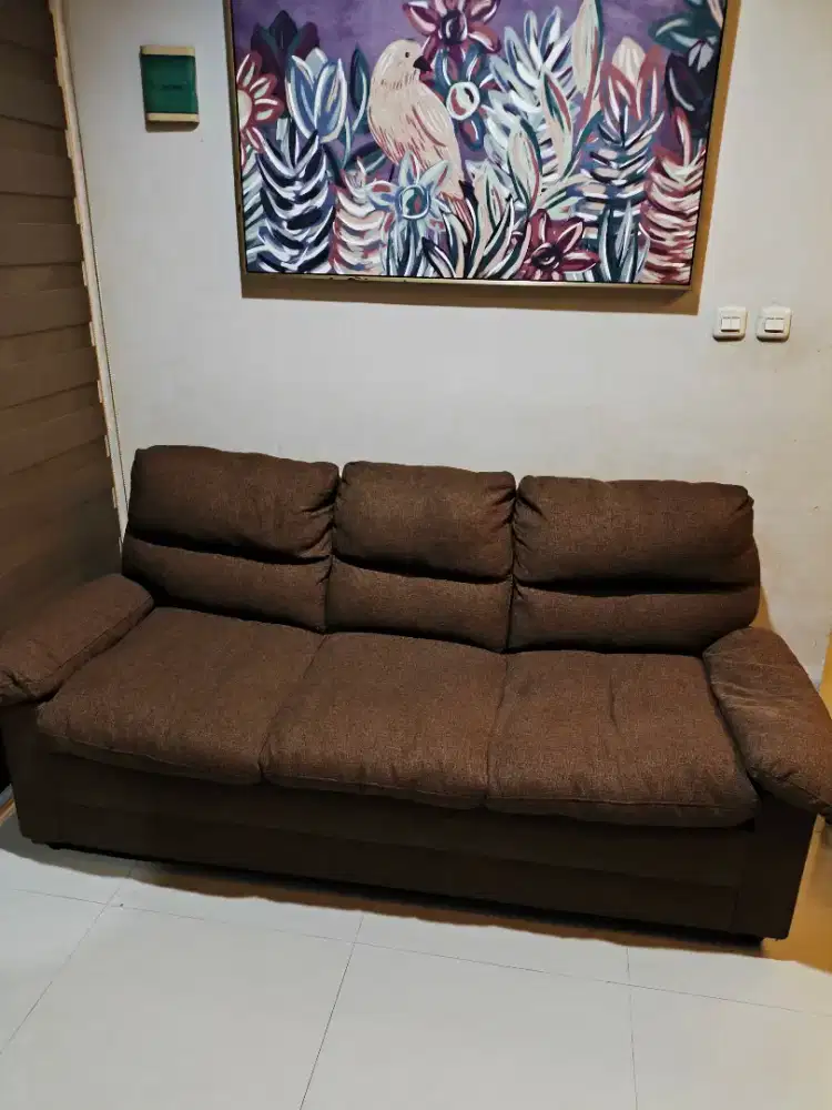 ABHY SOFA 3 SEATER BROWN INFORMA ORIGINAL PRELOVED