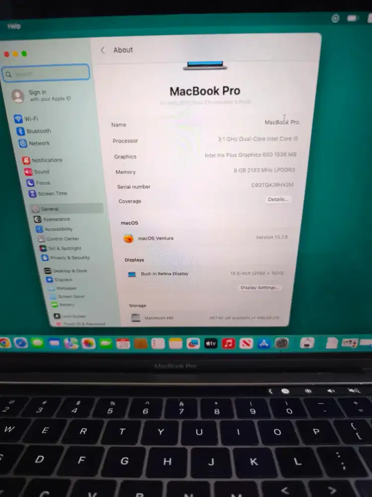 Macbook Pro thn 2017 8/512
