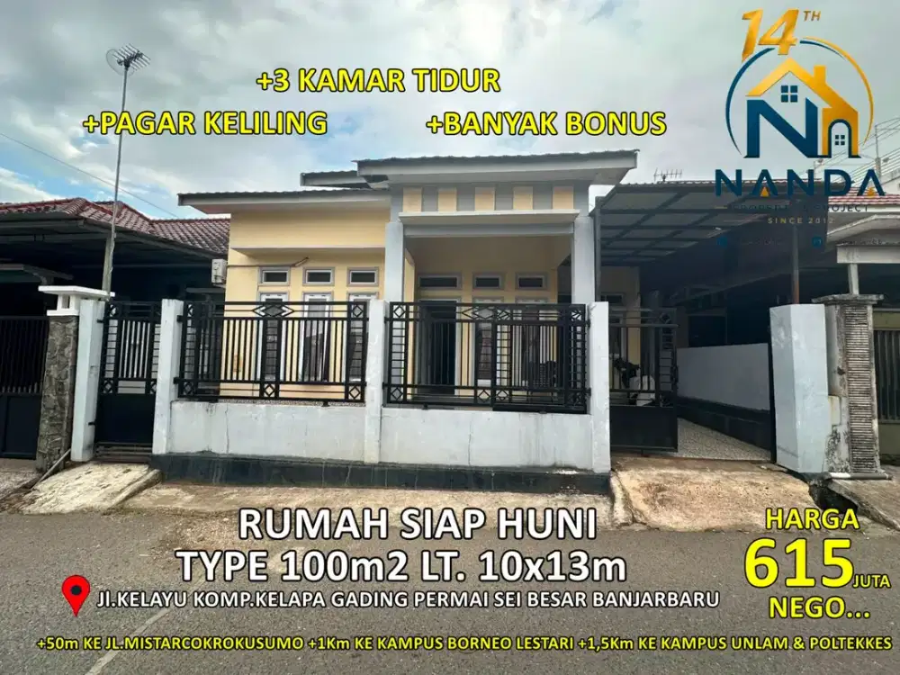 rumah siap huni type 100/130m2 di jl.kelayu komp. kelapa gading permai
