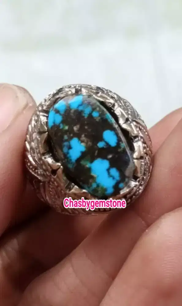 Batu Pirus Persia Biru solid-Natural Batu Pirus Persia biru lawasan