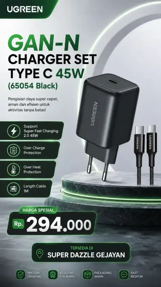 UGREEN GAN-N SET CHARGER TYPE C 45W (65054)