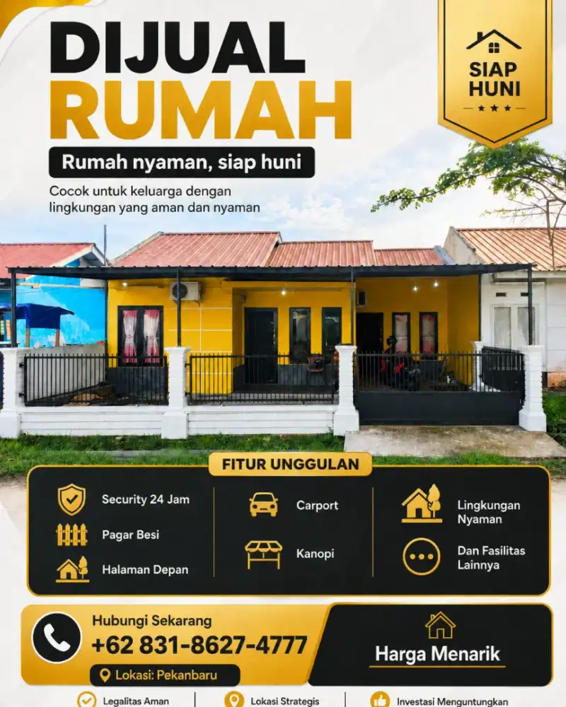 Dijual Rumah di Kubang Raya Pekanbaru (Security 24 Jam)