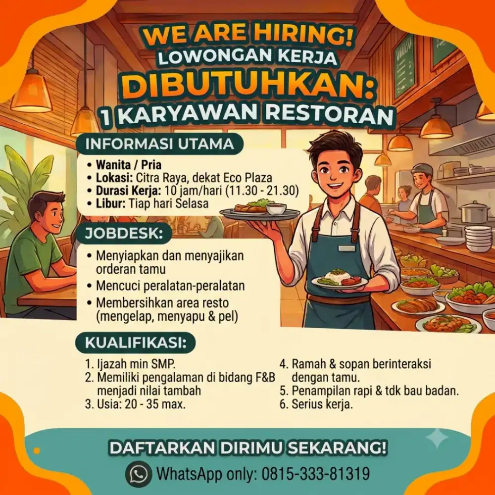 Lowongan Kerja Karyawan Resto