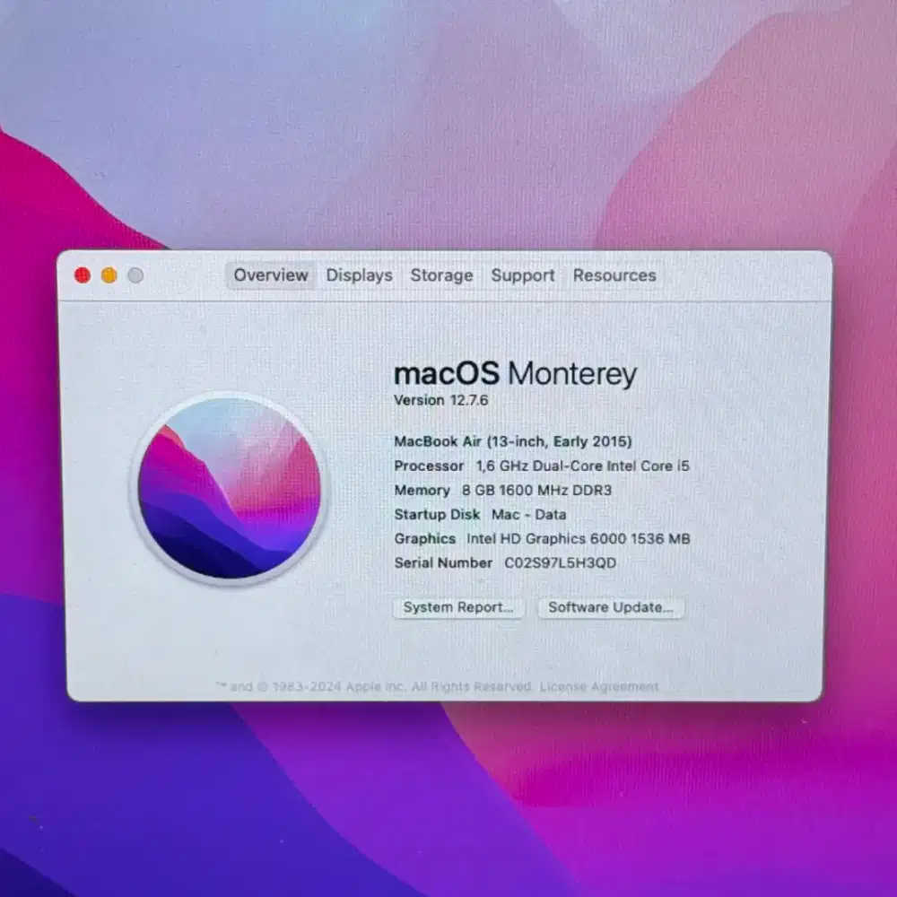 Macbook Air 2015 Core i5 Ram 8 Ssd 128 Layar 13 inch full set mulus