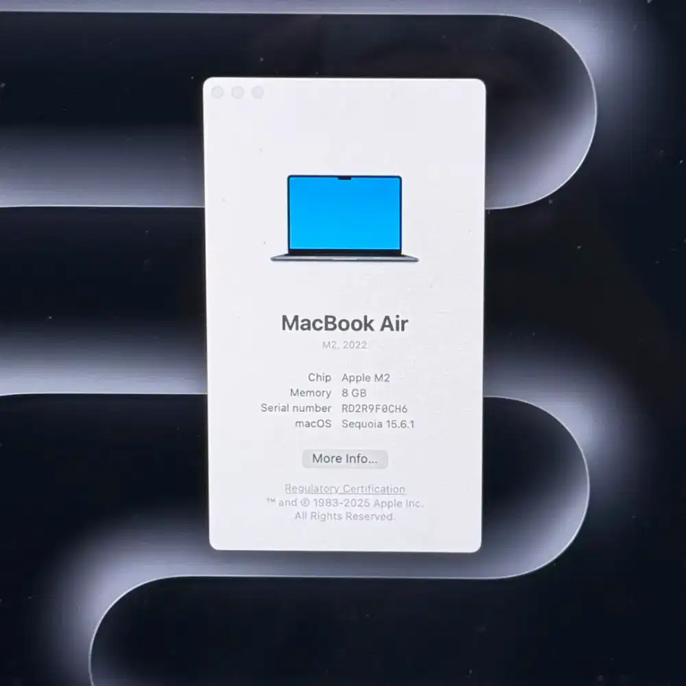 Macbook Air M2 Ram 8 Ssd 256 Layar 13 inch Full set Midnight Blue