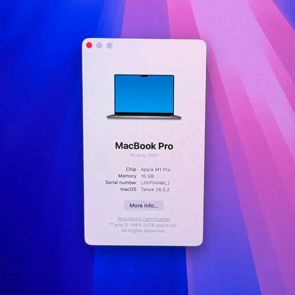 Macbook M1 Pro 16 Inch Ram 16 Ssd 1 Tb lengkap full set Space Grey