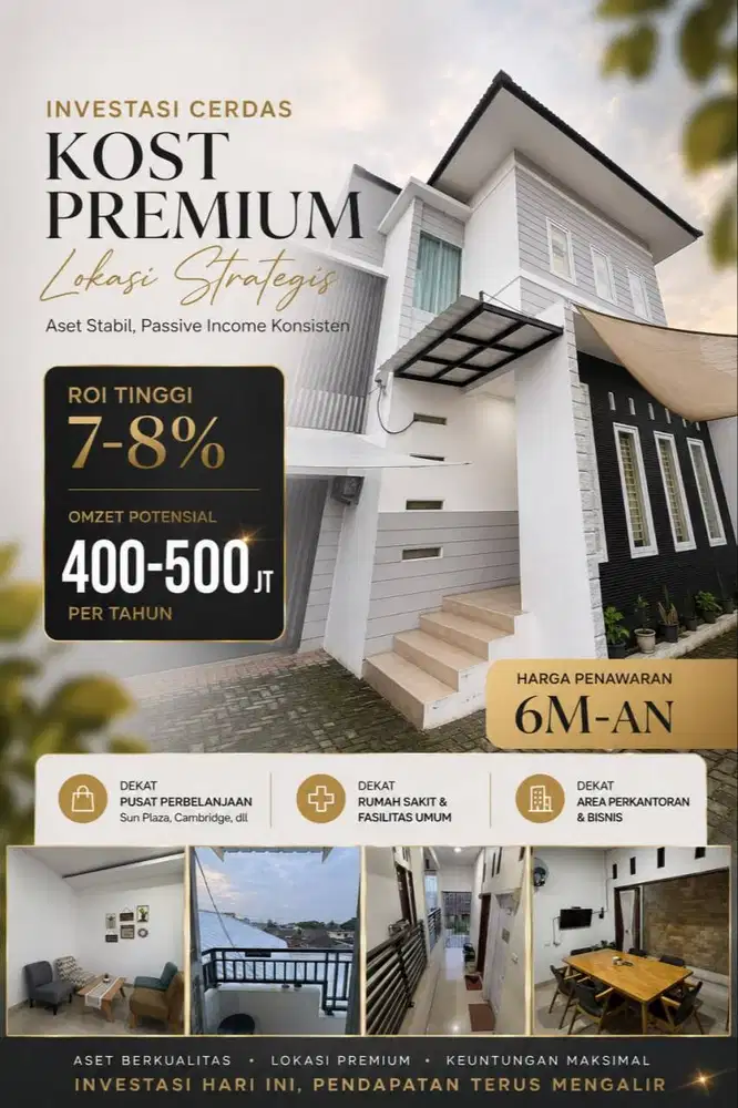 DIJUAL KOST PUSAT KOTA MEDAN, DEKAT MALL, RS DAN PUSAT BISNIS. ROI = 7