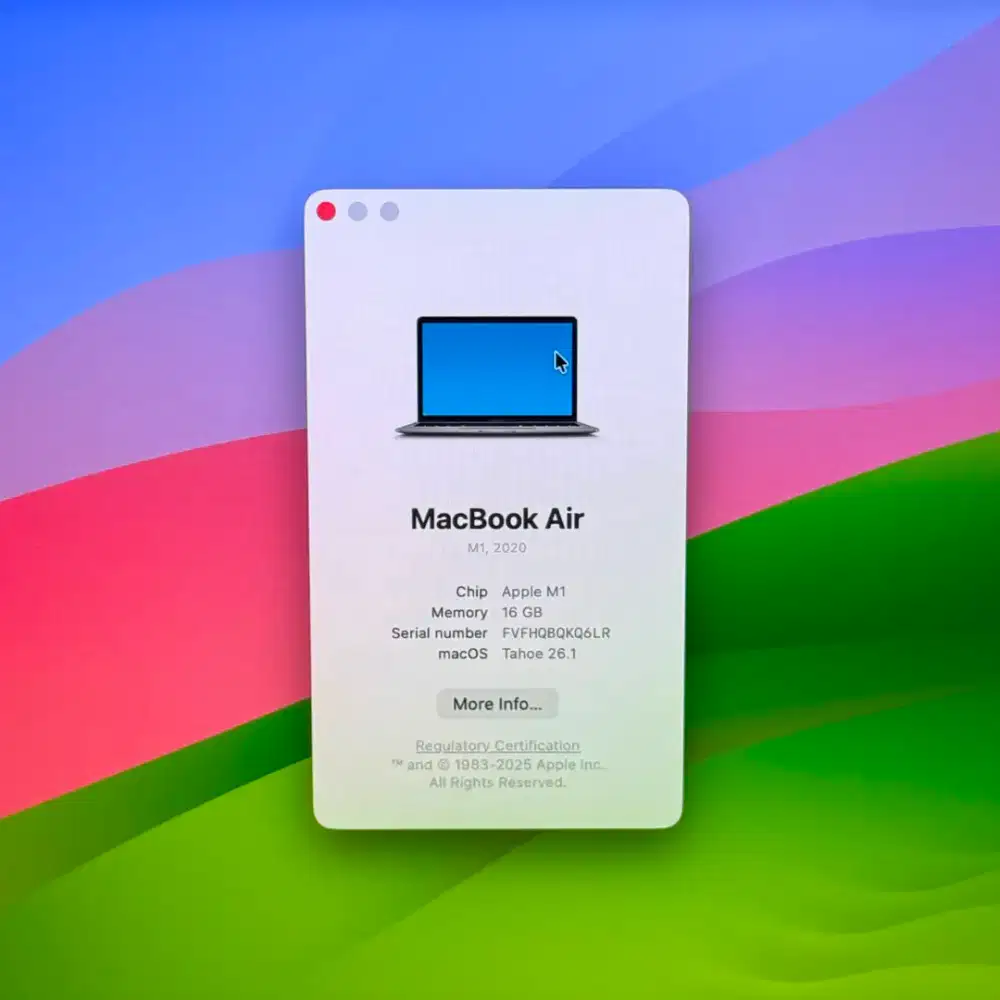 Macbook Air M1 Layar 13 inch Ram 16 Ssd 256 Layar 13 inch Space Grey