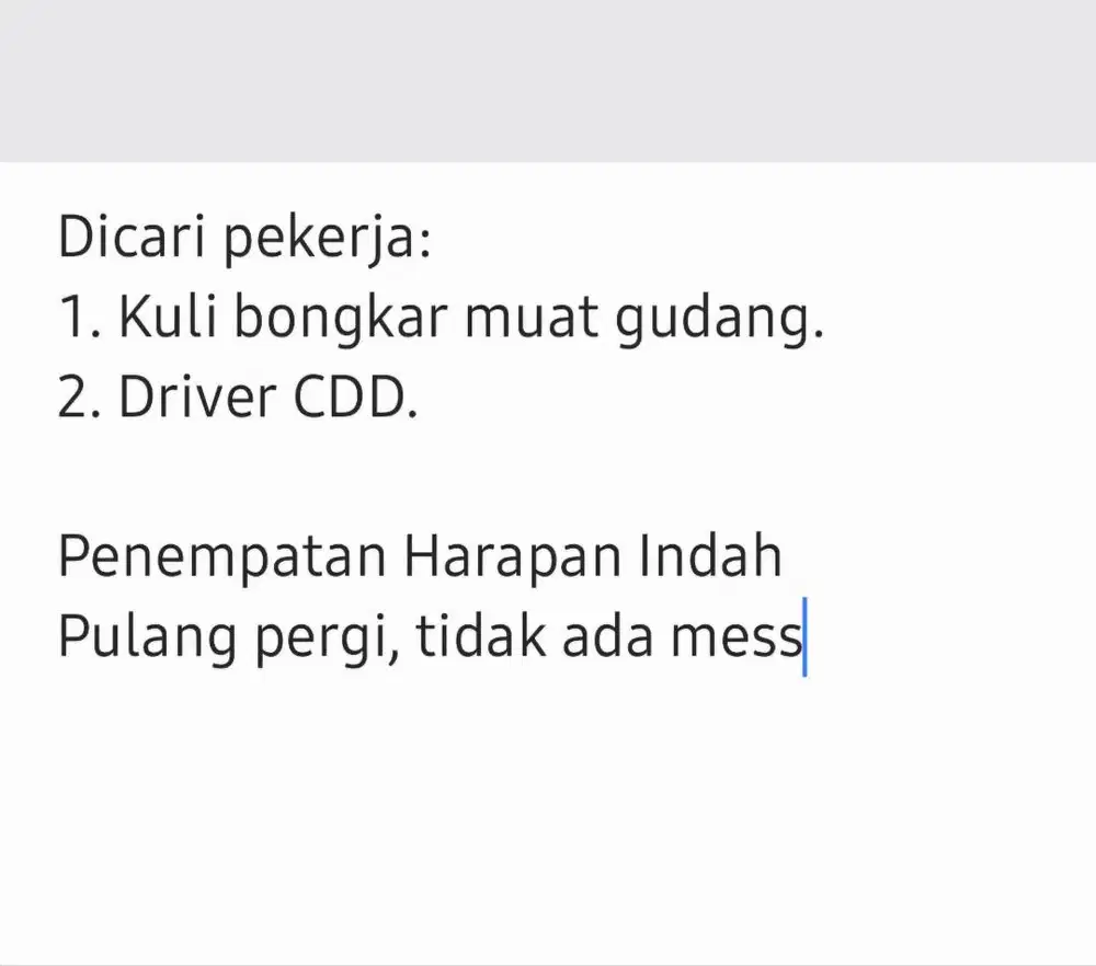 Dicari kuli angkut gudang, driver cdd, kenek serius kerja.