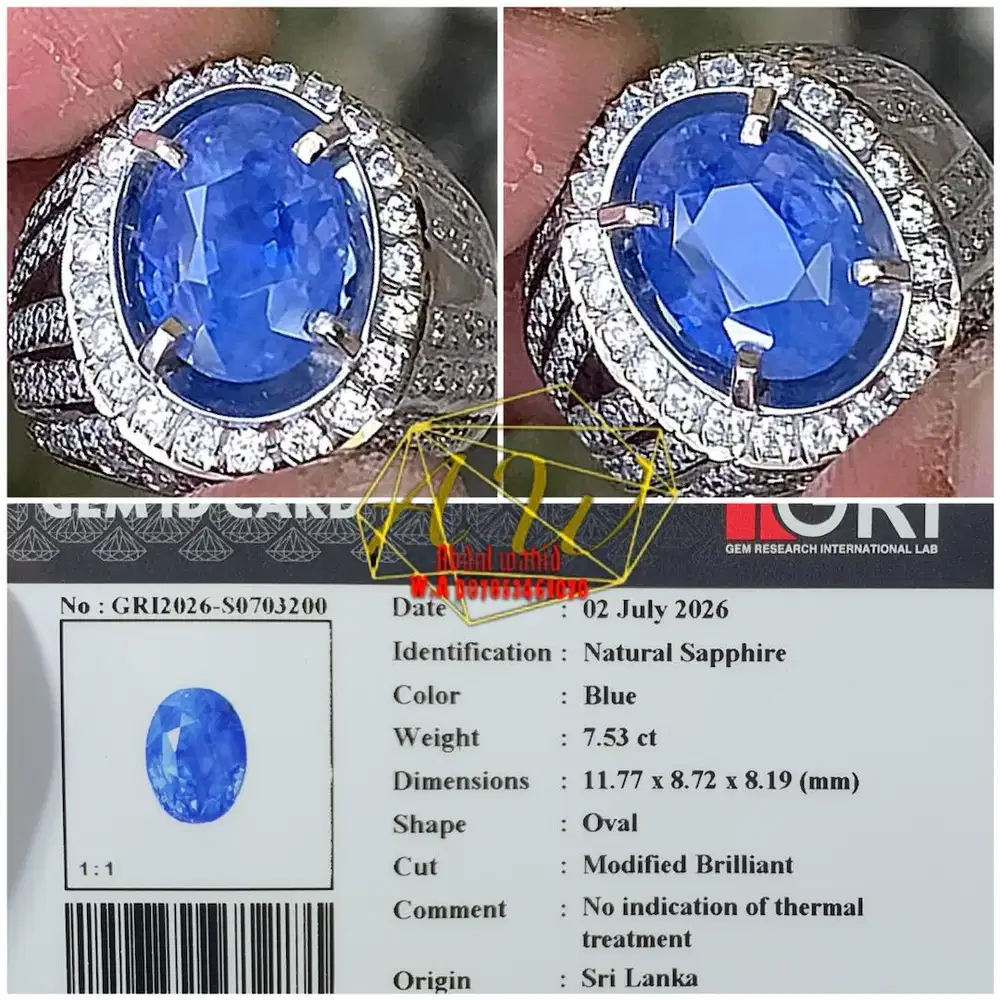 Blue sapphire no heated srilanka 7.53carat