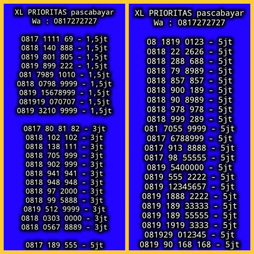 NOMOR CANTIK XL PRIORITAS