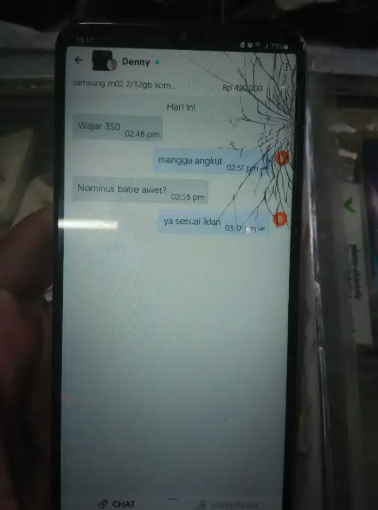 samsung m02 2/32gb minus tc retak 100% anan
