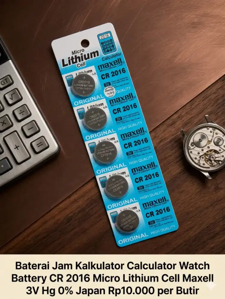 Baterai Jam Kalkulator Calculator Watch CR 2016 Lithium Maxell 3V
