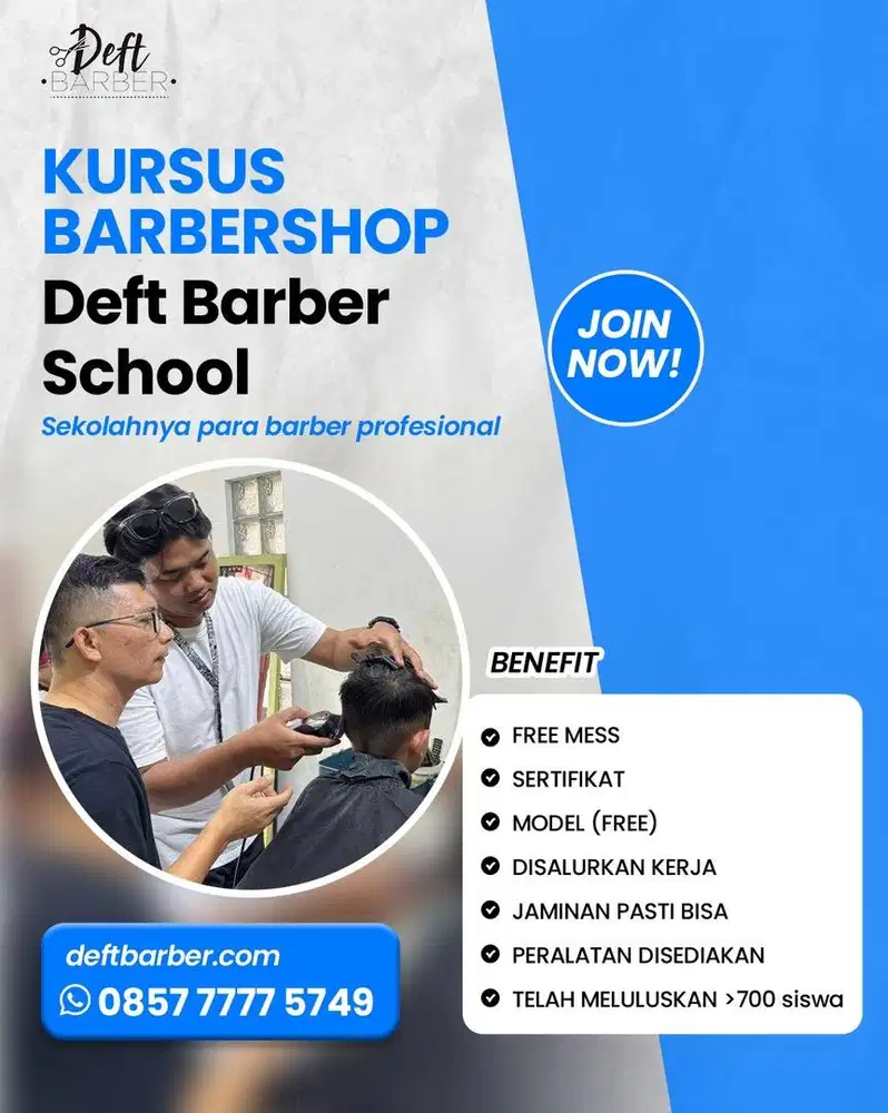 Kursus Barbershop deft barber school, kursus potong rambut