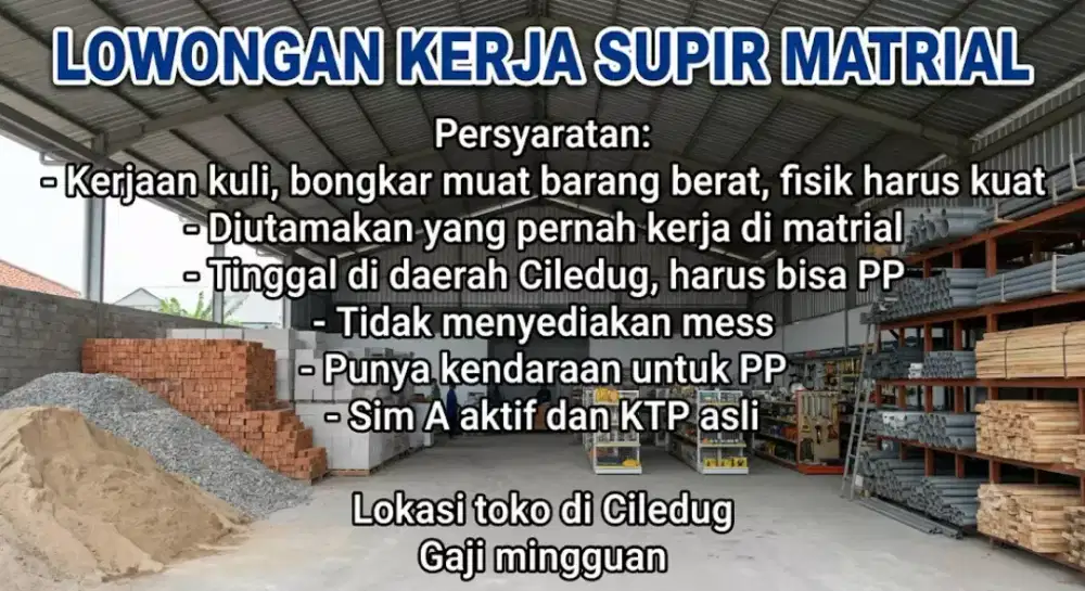 Loker supir matrial