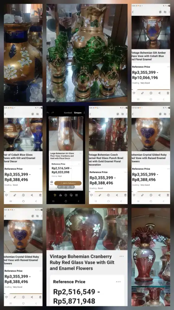 JUAL MURAH BORONGAN 57 Koleksi vas & Punch Bowl Bohemian Eksklusif