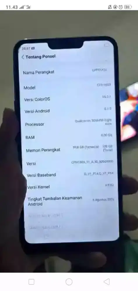 Oppo A3S ram 6/128