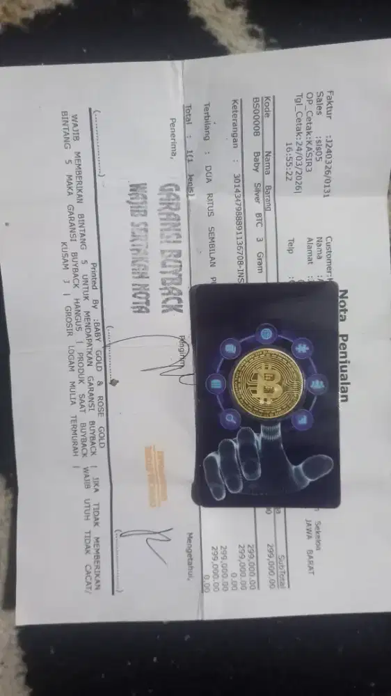 Bitcoin fine Silver 999, masih segel